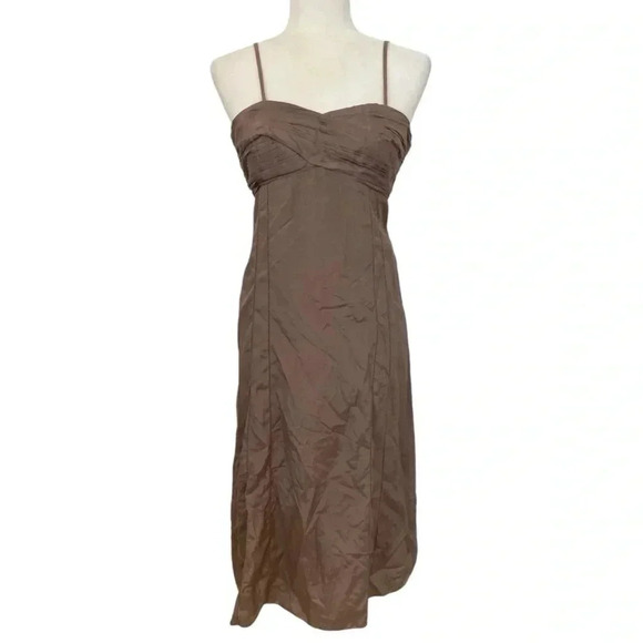 Stella & Jamie Womens Brown Silk Blend Cocktail Dress - Picture 1 of 8